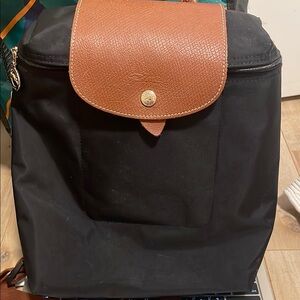 Vintage Longchamp Le Pliage Backpack with Leather Trim ( with Care Ins. )